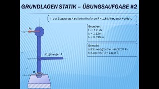 Technische Mechanik  Grundlagen Statik Übungsaufgabe Nr2 [upl. by Fenn978]