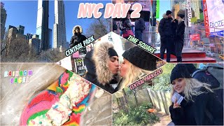 Day 2 New York Vlog Time Square Central Park  Rainbow Bagels [upl. by Purington965]