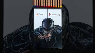 ✨ASMR✨ Pencils Vs Oil Pastels Drawing Of Venom colouredpencil asmr colouring realisticdrawing [upl. by Herzberg]