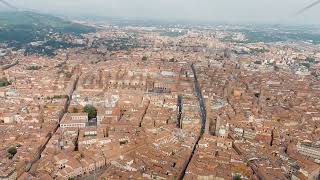 Bologna Italy Old Town Two Towers Le due Torri Garisenda and degli Asinelli Towers from the 1 [upl. by Nrehtac]