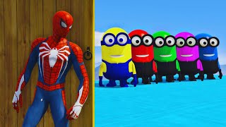 GTA 5 Epic Ragdolls RED SPIDERMAN VS RED MINION VS GREEN MINION Euphoria Physics amp Funny Fails [upl. by Zacharie]