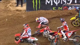 Justin Barcia TBONEs Jett Lawrence HARD St Louis Supercross 2024 [upl. by Malorie606]