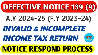 Defective Return Notice Issued Us 1399  Defective Notice Reply Online AY 202425  Notice 1399 [upl. by Heuser]