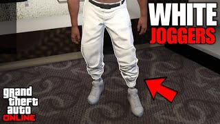 UPDATED HOW TO GET WHITE JOGGERS IN GTA 5 ONLINE AFTER PATCH 169 SUPER EASY [upl. by Anwahsit112]