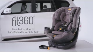 Chicco Fit360 ClearTex Rotating Convertible Car Seat  Installing with the LapShoulder Vehicle belt [upl. by Cirtemed270]