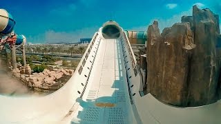 Yas Waterworld Abu Dhabi  Falcons Falaj  Hydro Magnetic LAUNCHED Waterslide [upl. by Epotimet]