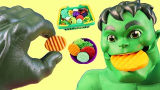 Hulk Makes Healthy Dinner For Batman  Hulk Family Learning [upl. by Marysa]