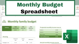 Excel Family Monthly Budget Template [upl. by Nallij]