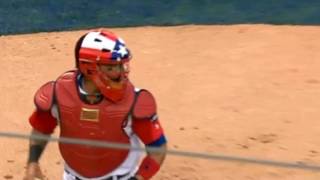 Yadier Molina finds Jurickson Profartoo far off bag at first [upl. by Yolane]