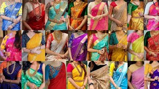 Saree Blouse Colour Combination Ideas  Saree Blouse Color Combination Contrast Colour Saree Blouse [upl. by Dodds]