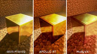 3 RAY TRACING SHADERS COMPARISON  MollyVX  SEUS PTGI E12  APOLLO RT  Minecraft Java Edition [upl. by Novad]