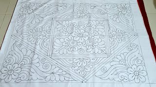 New nakshi katha design 2024Nokshi katha designNakshi kantha drawing tutorialnoksi katha design [upl. by Elbys]