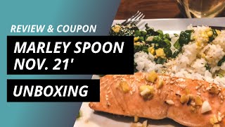 Marley Spoon Unboxing and Review Plus Coupon from MealFinds Nov 2021 [upl. by Elysha152]