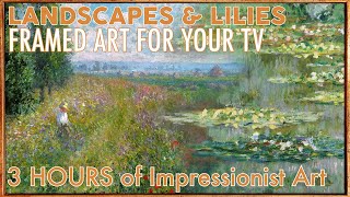 LANDSCAPES amp LILIES  FRAMED 4K ART SCREENSAVER  Vintage Art for your Home w Relaxing Music [upl. by Aschim]