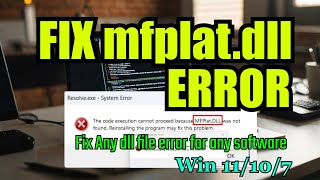 How to fix mfplatdll missing on windows  mfplatdll was not found  mfplatdll missing Fixed [upl. by Kcinimod]