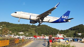 4K Skiathos JSI low landings and takeoffs 2023 [upl. by Edobalo]