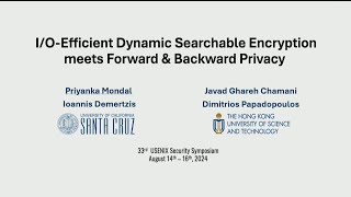 USENIX Security 24  IOEfficient Dynamic Searchable Encryption meets Forward amp Backward Privacy [upl. by Eenar]