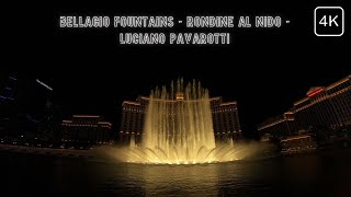 Bellagio Fountains  Rondine al Nido  Luciano Pavarotti 4K [upl. by Oneladgam]