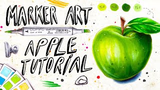 Copic Marker Tutorial for beginners  How to draw an apple with alcohol markers [upl. by Burta]