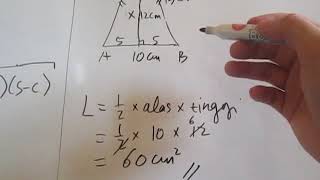 Luas Segitiga Sama Kaki Serta Contoh Soal dan Penyelesaiannya [upl. by Elise307]