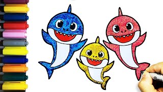 How To Draw Baby Shark Family for beginners  StepByStep easy drawings tutorial babyshark [upl. by Lasyrc]