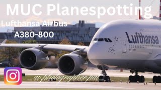 CloseUp Airbus A380800 TakeOff at MUC  Lufthansa  Planespotting MUC [upl. by Dowzall]