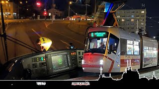 Večerní šestka zaklínovaná výhybka a hledám zastávku 🚋 Cab view tram Brno [upl. by Caleb230]