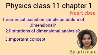 limitations of dimensional analysisderivation of time period of simple pendulum by dimensional [upl. by Yessej]