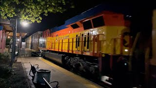 51824 HIGHBALL CSX M426 with Chessie Unit Screams through Exeter near Midnight [upl. by Feledy]