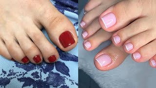 Cute and stylish shiny french toe nail art design ideas💡Latest pedicure nail colors for women 2024 [upl. by Jesus]