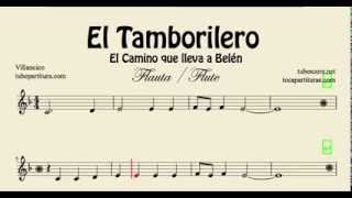 El Tamborilero Partitura de Flauta El Camino que lleva a Belén The Little Drummer Boy Villancico [upl. by Trimble]