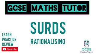 Surds Part 5 Rationalising the Denominator 1  10 Minute Maths Series  GCSE Maths Tutor [upl. by Assillem]