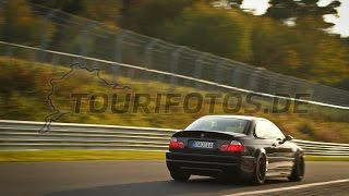 Nordschleife BMW E46 M3 chasing Porsche 997 261014 Touristenfahrten almost crash Nissan [upl. by Aisya]