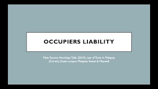 Topic 12 Occupiers Liability 20220603 0037 1 [upl. by Ainesej420]