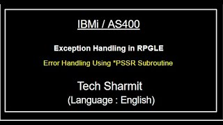 IBMi AS400 Error handling using PSSR in RPGLE  as400 tutorial for beginners  Opcodes in rpgle [upl. by Aidole386]