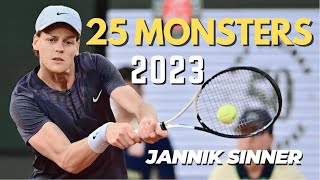 Jannik Sinner  25 Monstrous Backhand Shots 2023 HD [upl. by Divan120]