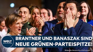 DIE GRÜNEN Franziska Brantner und Felix Banaszak mit absoluter Mehrheit zur Parteispitze gewählt [upl. by Enymsaj]