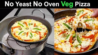 कढ़ाई में वेज पिज़्ज़ा बिना यीस्ट के  Veg Pizza without Oven and Yeast  Pizza Recipe  Kabitaskitchen [upl. by Ailugram814]