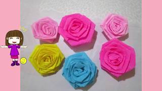 Cómo hacer ROSAS de papel crepé  Quédate en casa y aprende con Las Piñatas de Emily 3 [upl. by Aicilev]