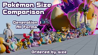 Pokemon Size Comparison  Gen 1  All Forms  Size Order [upl. by Darmit]