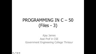 PROGRAMMING IN C – 50 Files  3 [upl. by Oirrad]