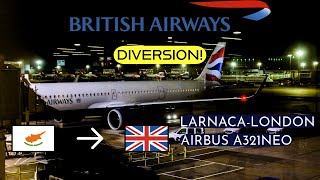 DIVERSION British Airways Airbus A321Neo  LCALHR  Euro Traveller [upl. by Fowle]