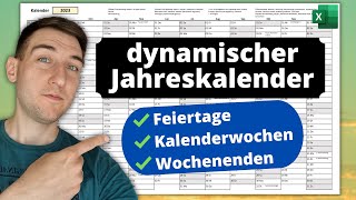 Excel Kalender 2024  mit Feiertagen Kalenderwochen amp Wochenenden ewiger Jahreskalender [upl. by Sivram]