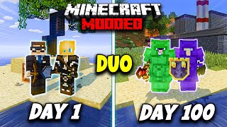 We Survived 100 Days on a MODDED Island  Duo Minecraft 100 Days [upl. by Allevon]