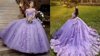 VESTIDOS DE 15 AÑOS COLOR MORADO 💜 ESTILO PRINCESA [upl. by Egrog488]