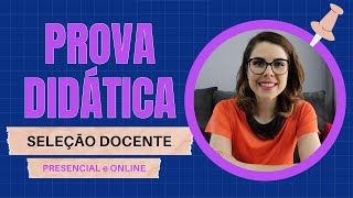 Prova didática nota 10  seleção docente [upl. by Kcirde]