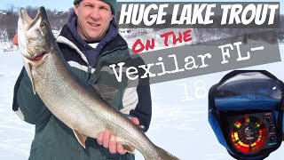 Huge Lake Trout  Marked On The Vexilar FL18  Geneva Lake WI  fishing icefishing trout [upl. by Rahsab]