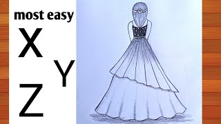 How to draw a girl easy  pencil sketch girl with traditional dress girl drawing drawwithpinki [upl. by Aneehsram]