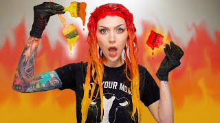 MY FAVORITE HAIR EVER dyeing my hair🔥redorangeyellow [upl. by Konstance743]