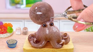 The Best Seafood Recipes 🐙 Miniature Korean Baby Octopus Stir Fried Tomato 💘 Tina Mini Cooking [upl. by Tiernan660]